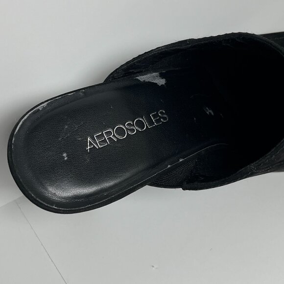 Aerosoles Black Suede Y2K Block Heel Mules Size 8 Slip On Retro 90s Minimalist - Picture 10 of 10